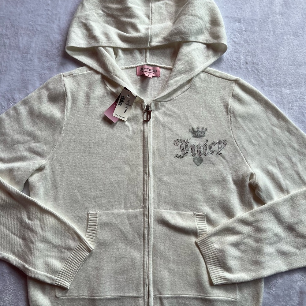 Juicy Couture Cream Zip-Up Hoodie Sweatshirt